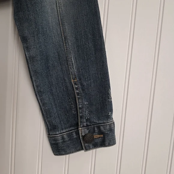 INC Women’s Crop Denim Jacket with Embellished Collar. Size L - Picture 6 of 9
